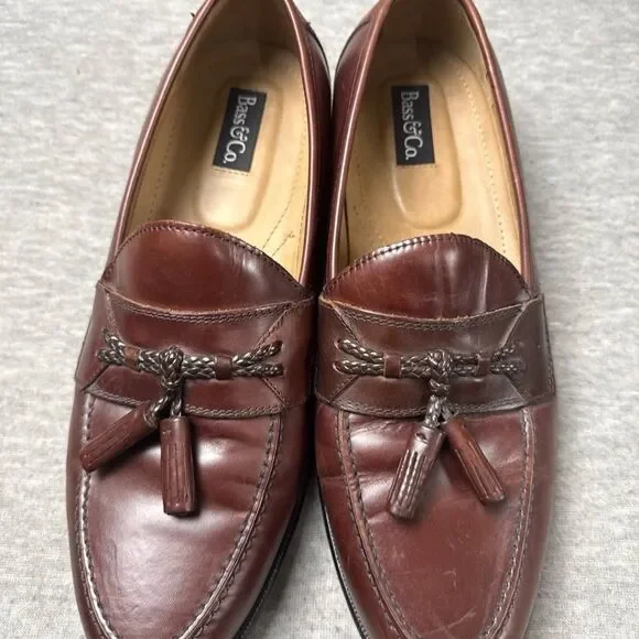 Bass & Co. Men Leather Loafers Shoes Tassels Brown Size 11.5M Style 1475-241 - Picture 2 of 10
